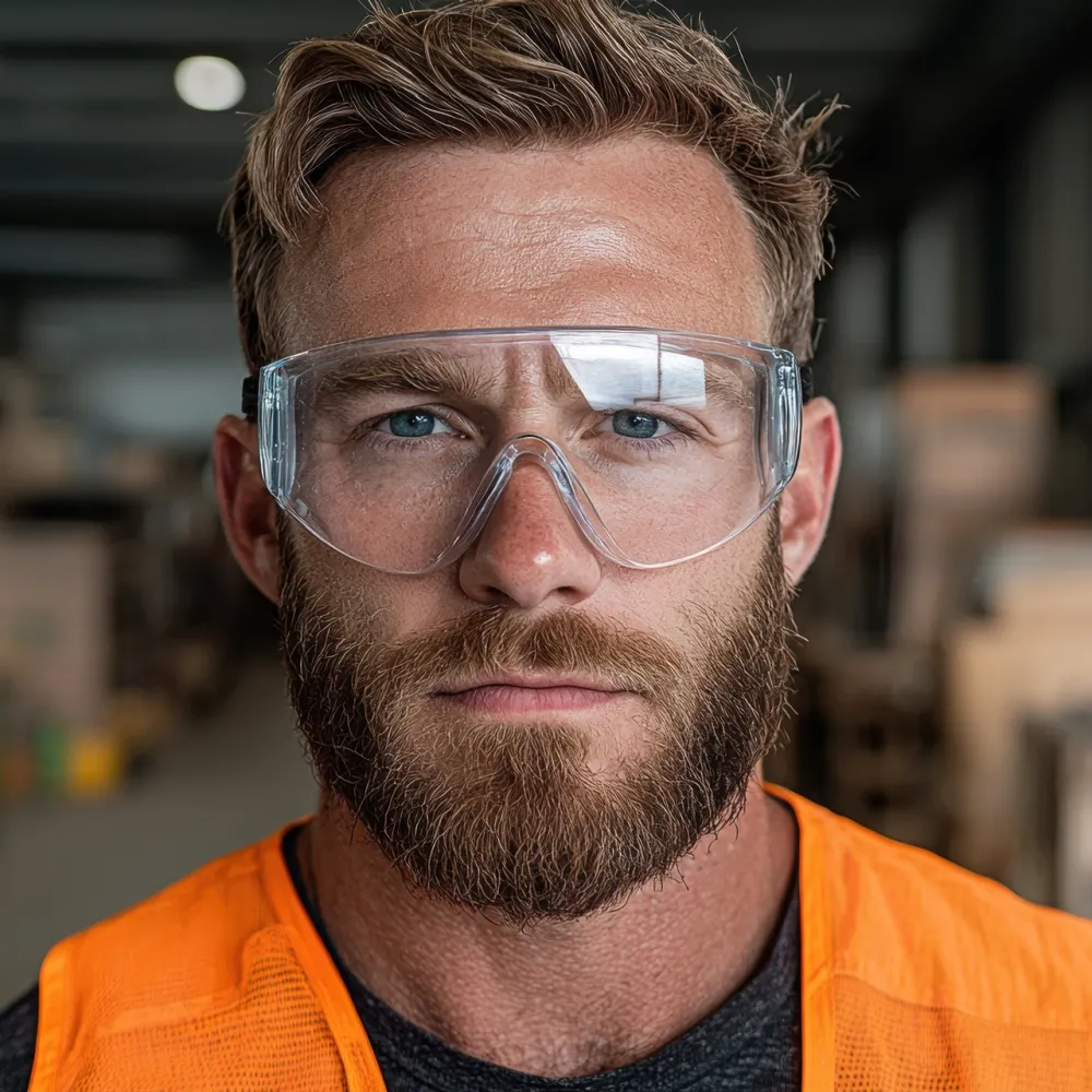 man with safety glasses